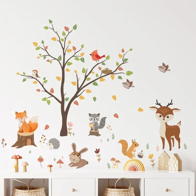 Lesní Zvířata, Velké Stromy, Obývací Pokoje, Ložnice, dětského Pokoje Kreslený Dekorativní Samolepky na Zeď samolepící Samolepky na Zeď - 0