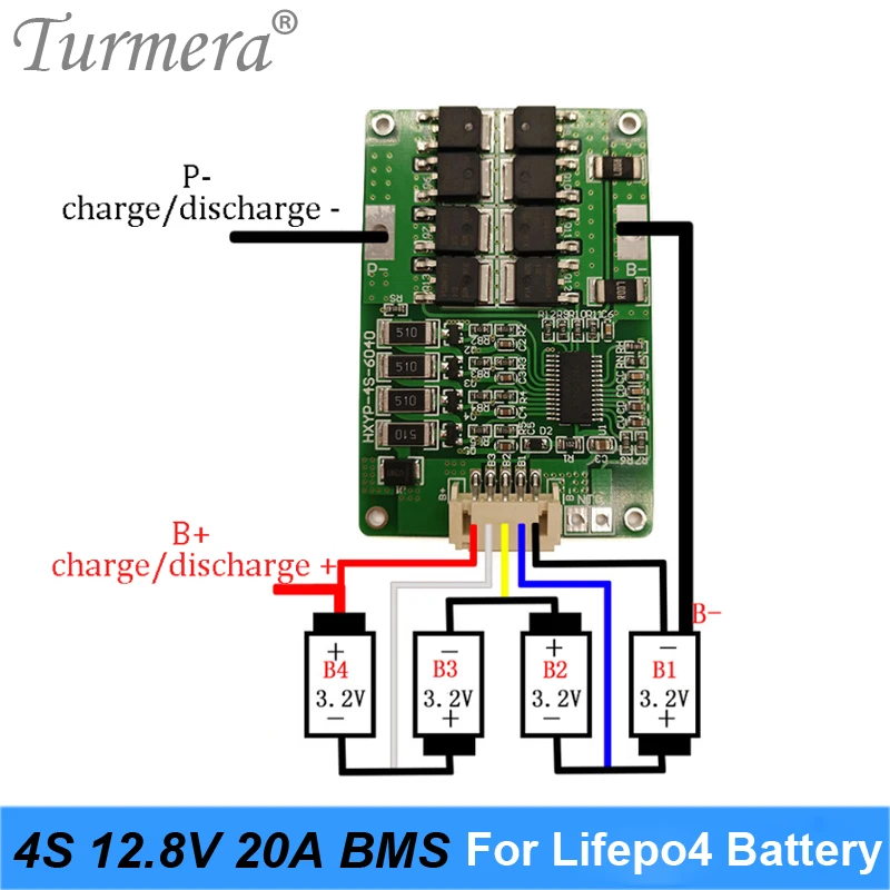 Lifepo4 Baterie 4S 20A 12.8 V, 14,4 V 32650 32700 Vyvážené BMS pro Elektrické Lodi Nepřetržité Napájení 12V Auto Baterie Turmer - 1