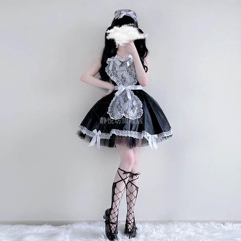 Temný Vítr Lolita Krajky Cosplay Šaty Sexy Služka Disfraz Lolita Služka Párty Výkon Vestidos Halloween Kostýmy pro Ženy - 0
