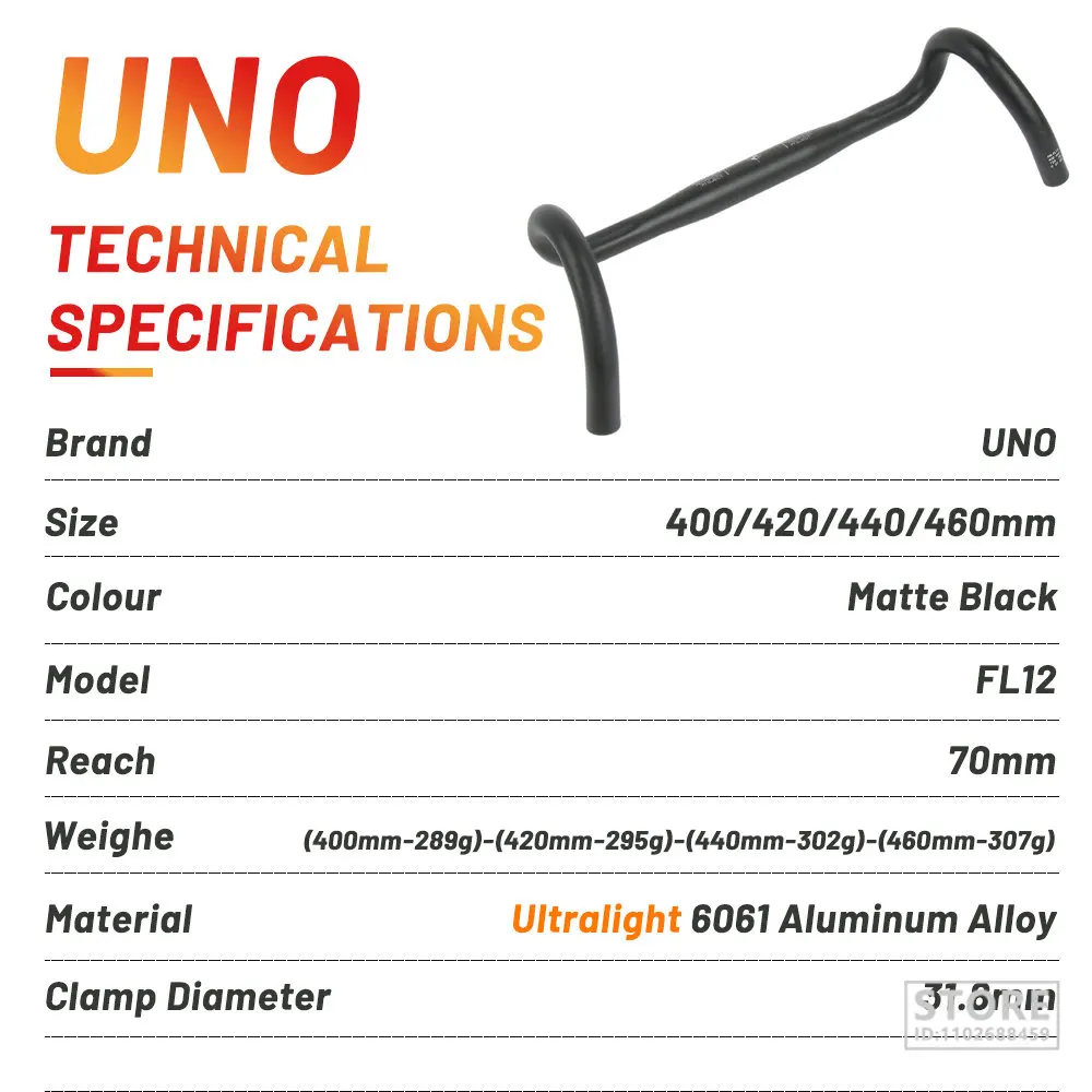 UNO FL12 Gravel Bike Řídítka 31.8x400/420/440/460 Vnější Drop Bar Ultralight Cyklistické Rukojeti Road Vzplála  - 3