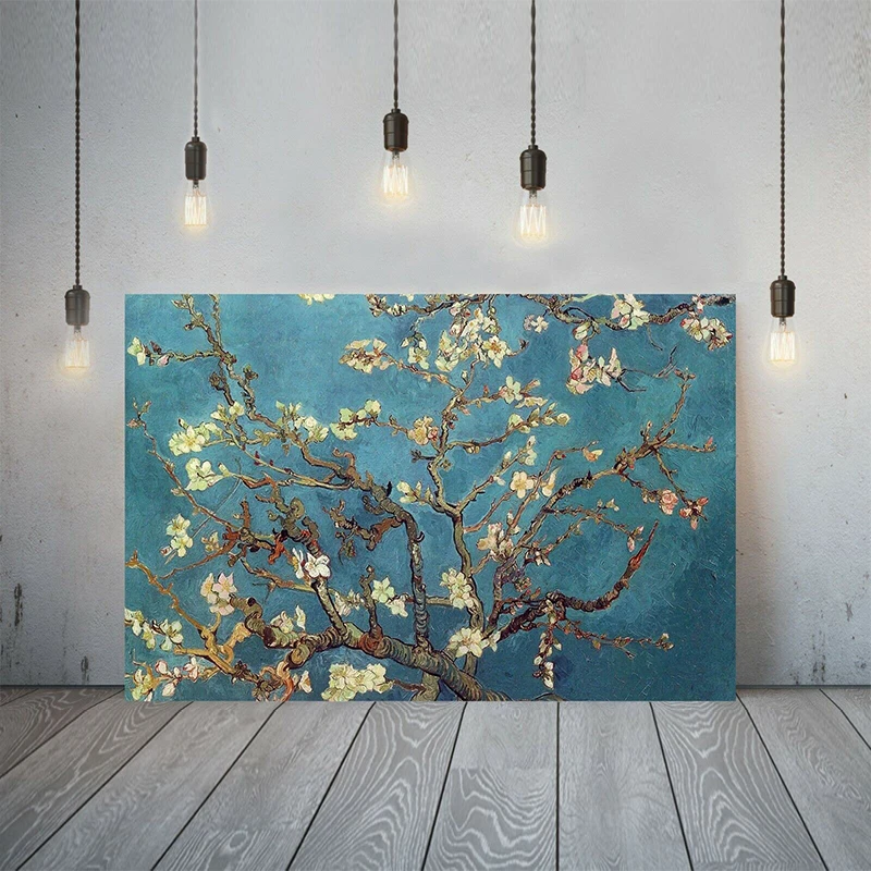 Vintage Van Gogh Almond Blossoms Wall Art HD obraz Plátno, Obrazy A Tisk Pro Obývací Pokoj Domácí Výzdoba Bezrámové Fanoušci Dárky - 0