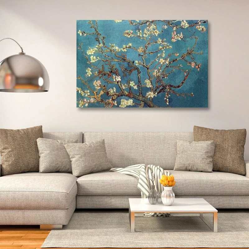 Vintage Van Gogh Almond Blossoms Wall Art HD obraz Plátno, Obrazy A Tisk Pro Obývací Pokoj Domácí Výzdoba Bezrámové Fanoušci Dárky - 3