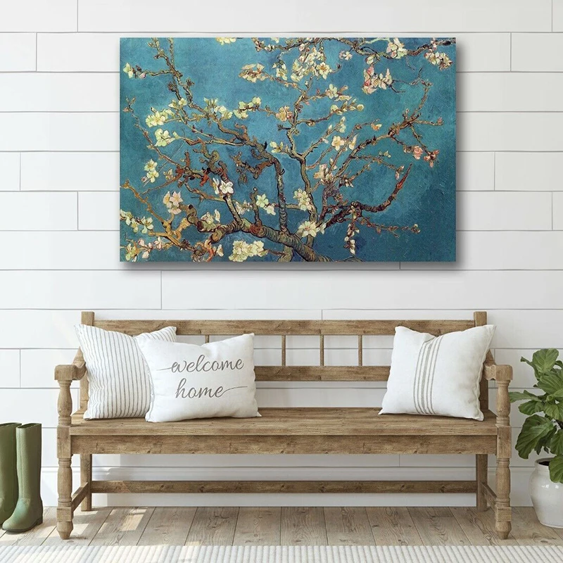 Vintage Van Gogh Almond Blossoms Wall Art HD obraz Plátno, Obrazy A Tisk Pro Obývací Pokoj Domácí Výzdoba Bezrámové Fanoušci Dárky - 4