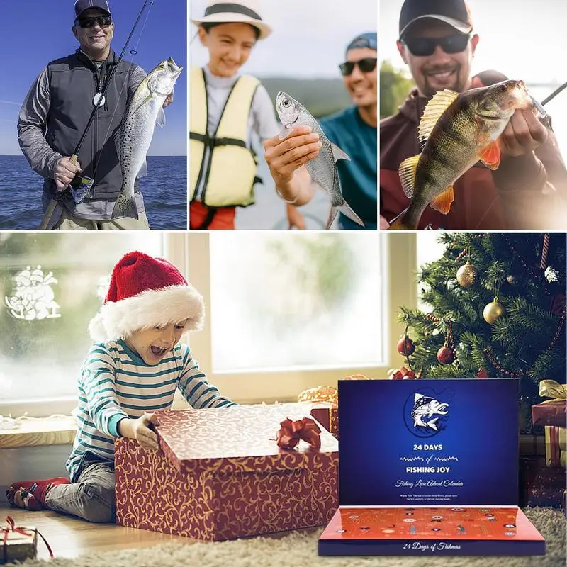 Vánoční Adventní Kalendář Vánoční Odpočítávání Rybaření Collection Kit Ryby Návnadu Vánoční Kalendář Dekorace Pro 24 Den Překvapení - 3